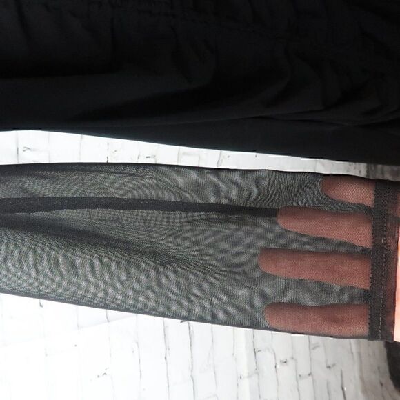 PRETTY LITTLE THING BLACK LONG SHEER SLEEVE DRESS ROUCHED DETAIL SIZE 12 NWT - Picture 6 of 10